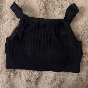 Aerie Black Ribbed Crop Top
